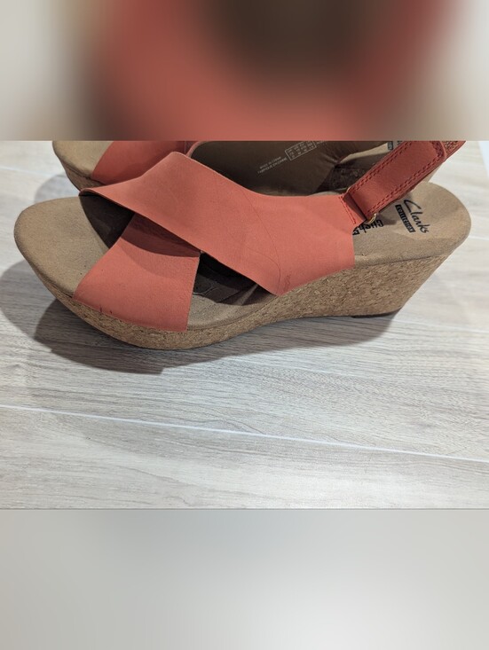 Clarks Cork Coral Wedge Sandals 3 Clarks Collection Soft Cushion Coral Orange Cork Wedge Sandals Sz 10 *GUC